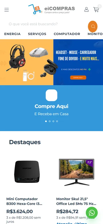 Loja eiCOMPRAS no celular